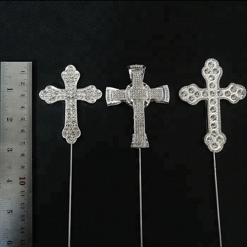 various styles Floral Stick rhinestone CROSS CAKE TOPPER
