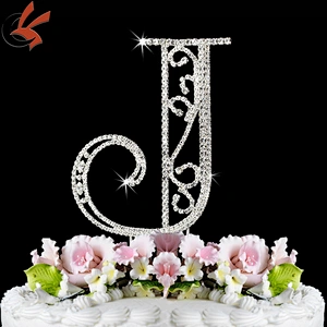 monogram alphabet A-Z rhinestone covered cake topper wedding decoration pick