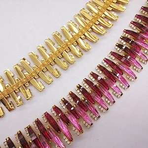 DIY Costume Sew On Gold Metal Custom resin color rhinestone trimming