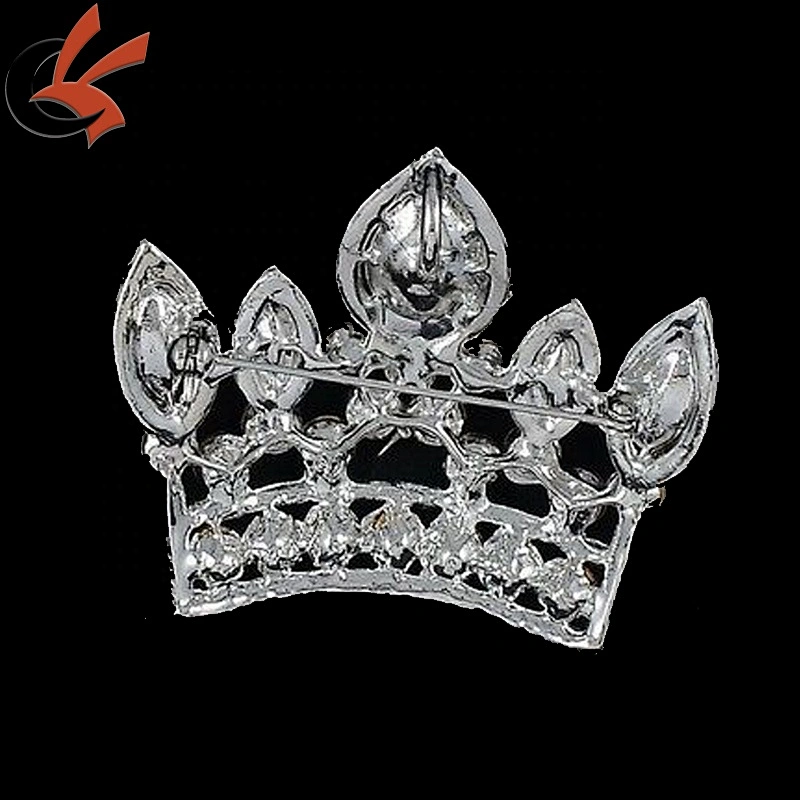 New Design Charm Lady Luxury Silver Crystal Rhinestone Crown Brooch Pin