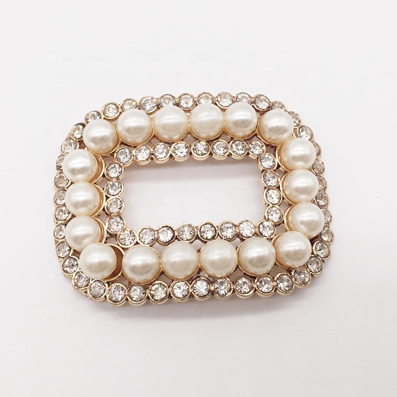 Hot Selling Pearl Beads Rhinestone Back Center Bar Shoe Buckles for Decoration