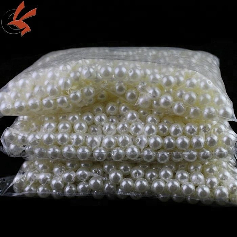 wholesale ivory faux pearl plastic pearl beads with hole or without hole