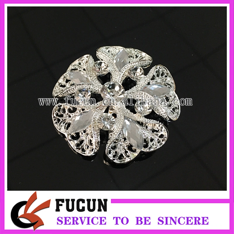 high quality metal and crystal rhinestone women floral brooch/irish channel brooch pins