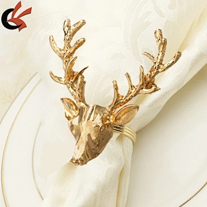Antiques Christmas gold tone Reideer Napkin Ring
