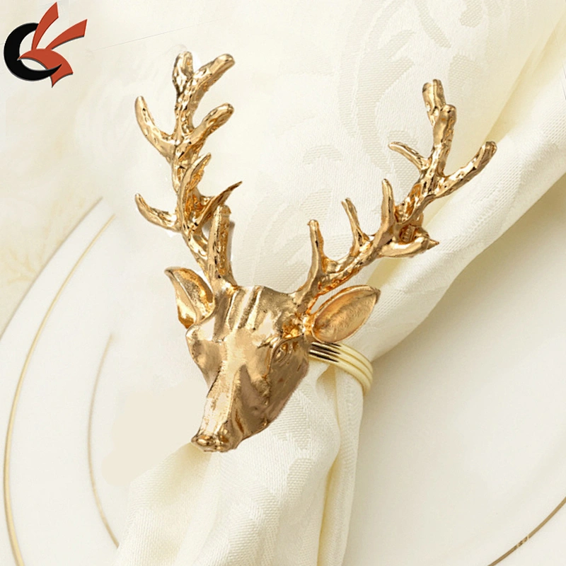 Antiques Christmas gold tone Reideer Napkin Ring