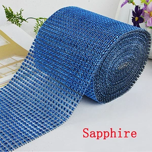 Party Supplier 24 Row Plastic Rhinestone Mesh Ribbon Roll for Cake Wedding Birthday Decor