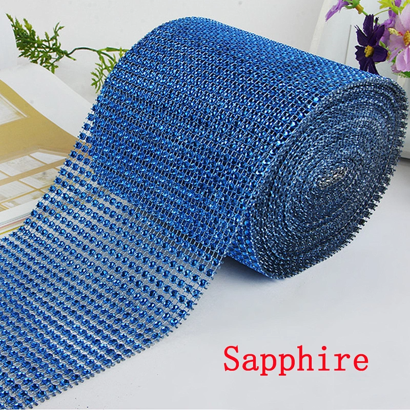Party Supplier 24 Row Plastic Rhinestone Mesh Ribbon Roll for Cake Wedding Birthday Decor