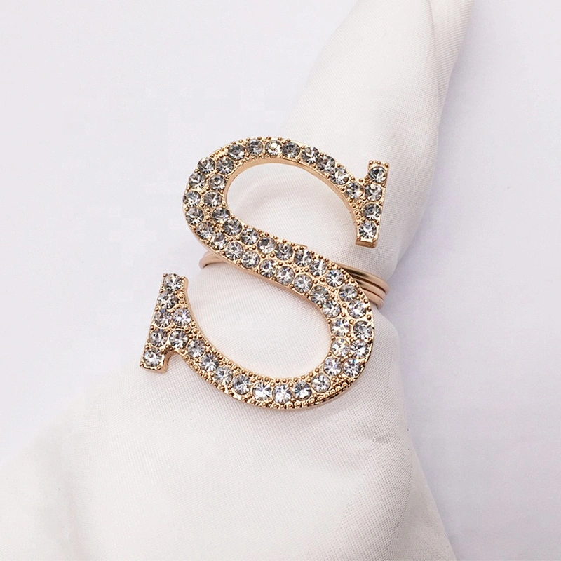 high quality make rhinestone crystal letter women napkin rings for table decoration and accessories