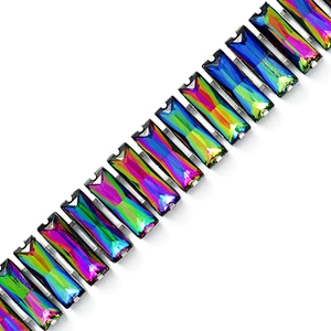 Luxurious Jewelry Bugle Rectangular Beaded Embellishment Crystal Glass Rhinestone Trims for Evening Gown Party Dress