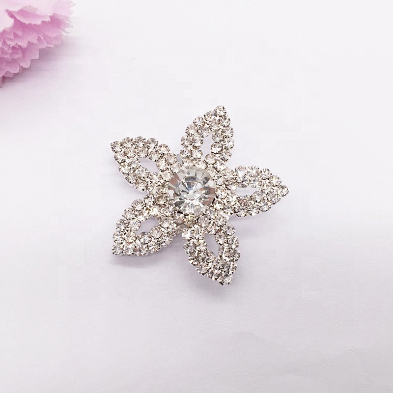 Wholesale Fashion European Women Silver Crystal Flower Rhinestone Floral Clip On Shoe Buckle