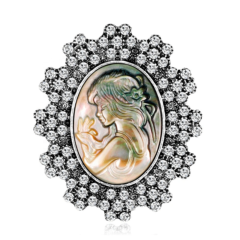 China Wholesale Vintage Style Cameo Lady Brooch Antique Silver Brooch New!!!