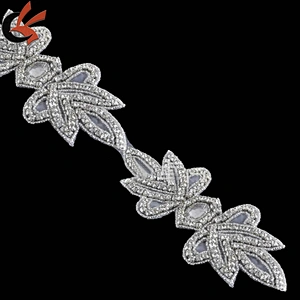 sparkling rhinestone bridal appliques for wedding bride sash decoration
