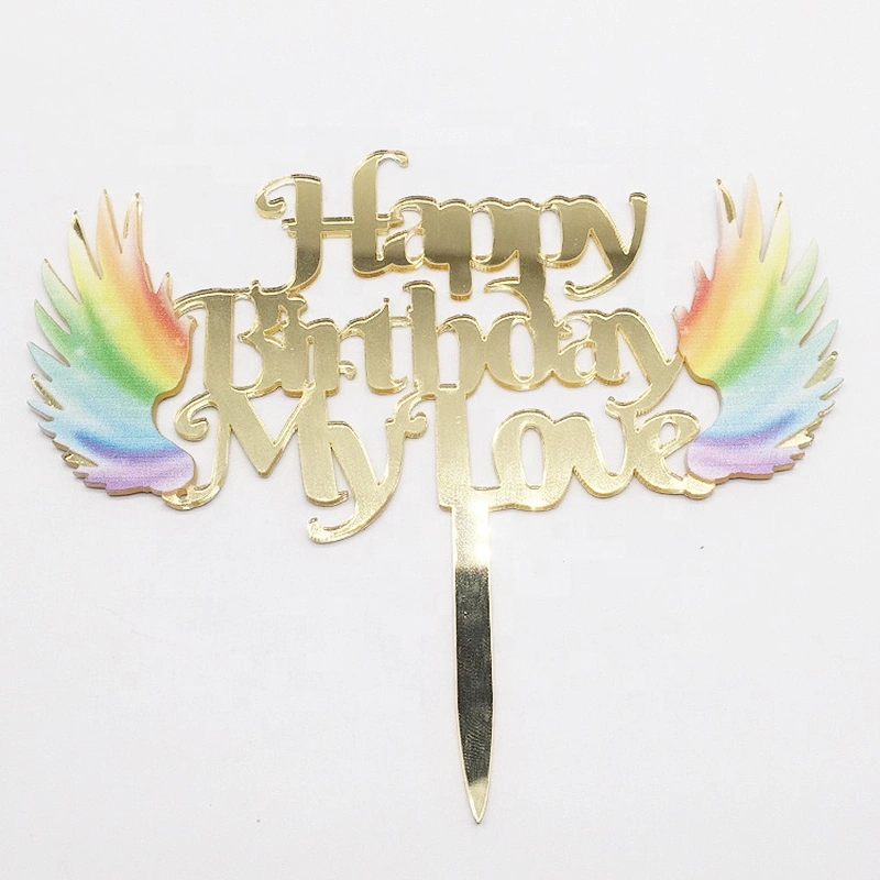 Mirror Birthday Cake Supplies Decorations Happy Birthday Acrylic Cupcake Topper