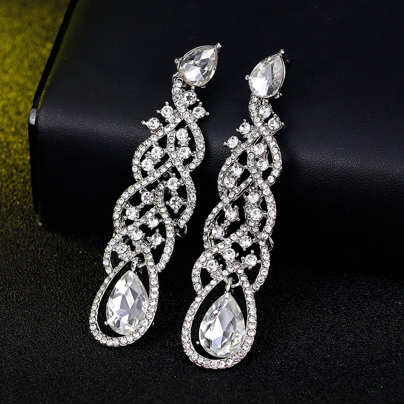 Wedding Jewelry Sparkling Dangle Rhinestone Bridesmaid Earrings