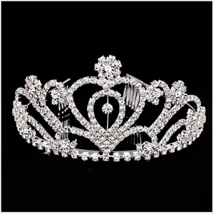 Wholesale large style wedding jewelry rhinestones bridal tiara with comb