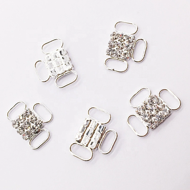 Silver Three Loops Swimwear Suit Ornament Rhinestone Bikini Connector