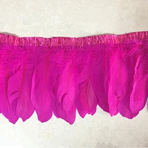 NEW Fashion Wholesale 15-20CM Width Goose Feather Dyed Yellow Fabric Strip Goose Feathers Trims