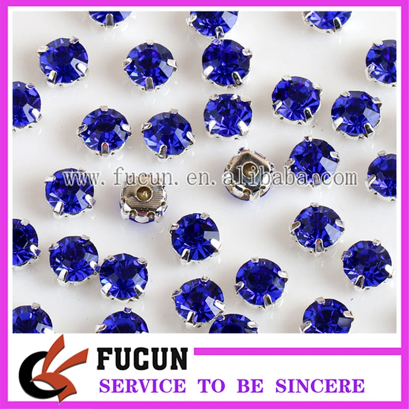 DIY round rhinestones with silver/gold metal settings claw cup sew on rhinestones for wedding dress