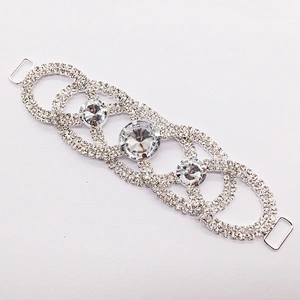 Hot Sell Silver Jewelry Glass Rhinestone Bikini Connector For Swimsuit Competition