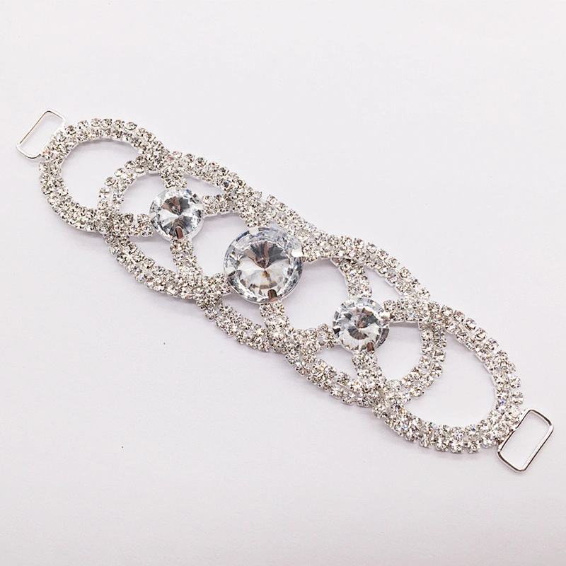 Hot Sell Silver Jewelry Glass Rhinestone Bikini Connector For Swimsuit Competition