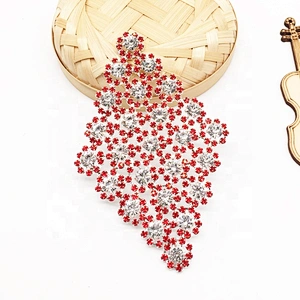 Wholesale attractive large square flat back rhinestone red crystal embellished applique for decoration