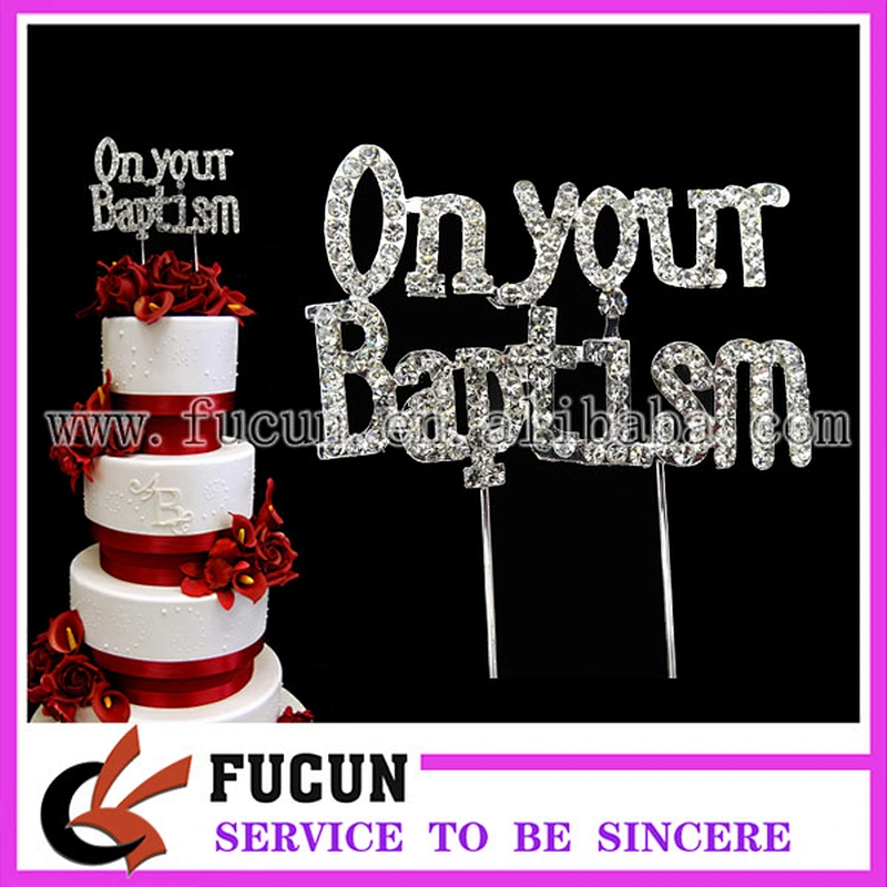 ON YOUR BAPTISM CAKE PICK TOPPER DECORATION DIAMANTE SPARKLY
