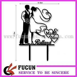 wholesale wedding decorative Bride and groom Mr and Mrs acrylic cake stand topper