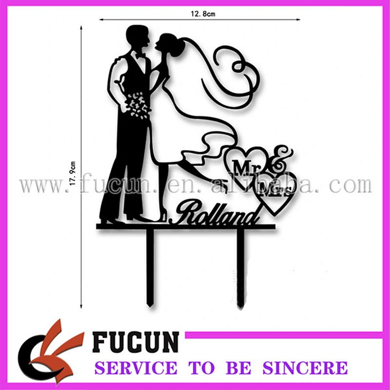 wholesale wedding decorative Bride and groom Mr and Mrs acrylic cake stand topper
