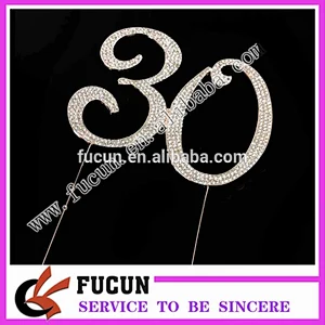 allumen steel mold 12cm Number 30 crystal cake topper for birthday party cake decoration