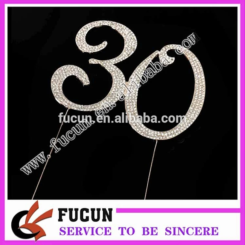 allumen steel mold 12cm Number 30 crystal cake topper for birthday party cake decoration