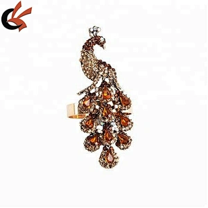 Sparkly rhinestone peacock  napkin ring for table decoration