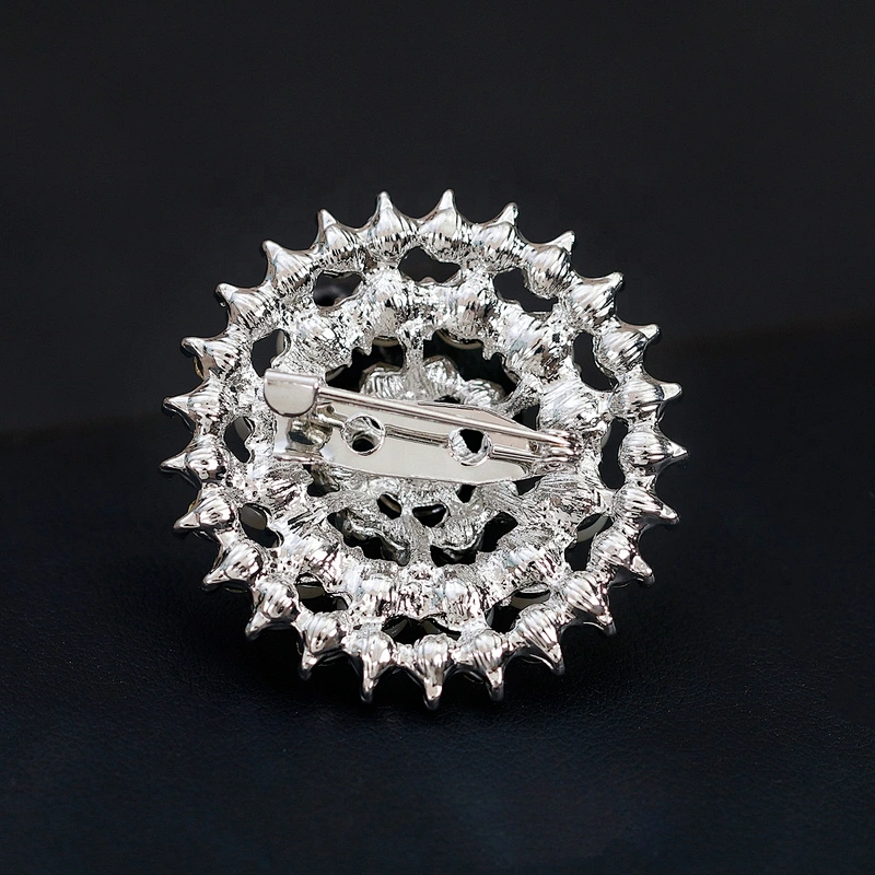 Custom Fashion Small Ivory Pearl Clear Rhinestone Brooch