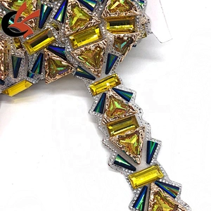 Factory making New style Gold crystal hot fix tape trimming iron on trims