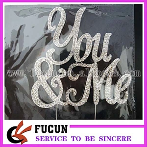 sparkle YOU & ME gold rhinestone wedding cake topper