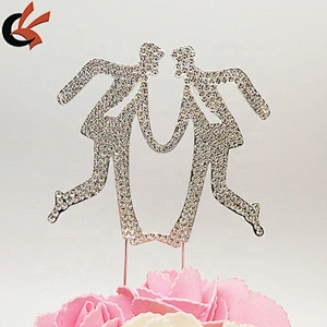Wedding Gay Cake Topper Homosexual Males Dancing Rhinestone Cake Topper