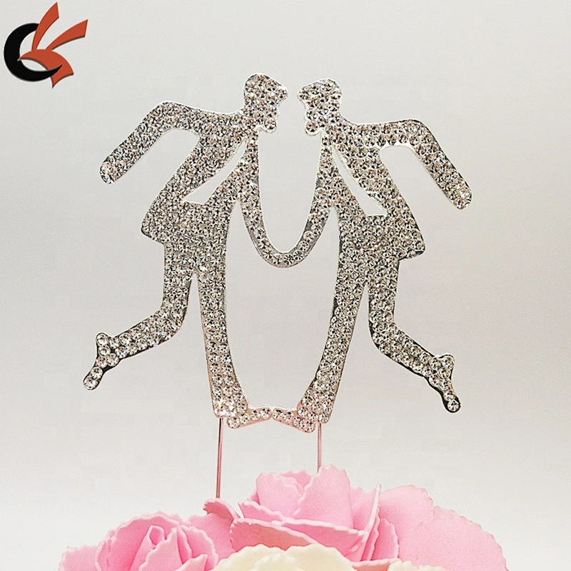 Wedding Gay Cake Topper Homosexual Males Dancing Rhinestone Cake Topper