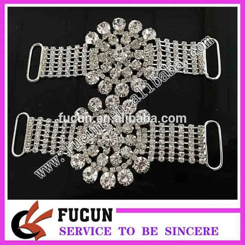 Guangzhou Fucun top quality 11.5cm clear crystal rhinestone bikini connector