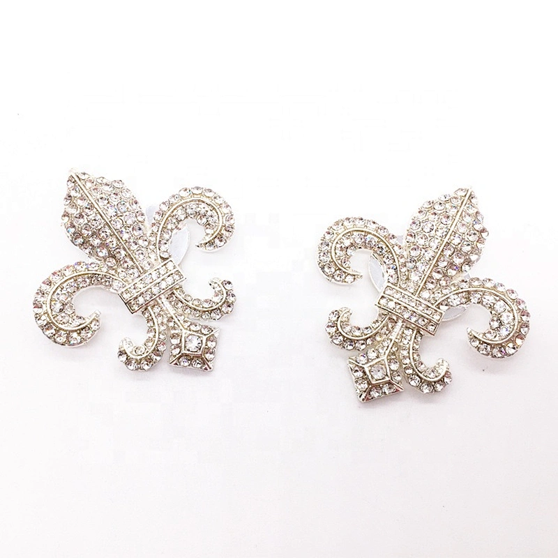 China Wholesale Shoe Parts Accessories Fleur-de-lis Rhinestone Crystal Shoe Purse Clip Buckles
