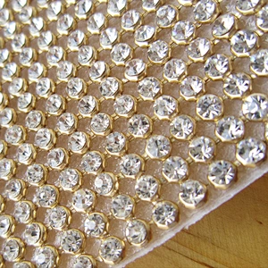 Hot Fix aluminum gold base crystal expanded rhinestone mesh for bag decoration