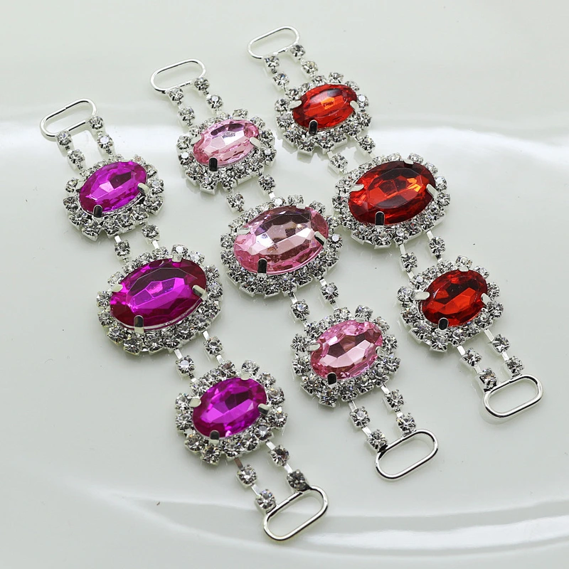 fashion 95mm colorful rhinestone bikini connector for Swimwear Metal Accessories