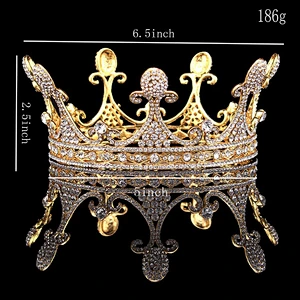 Retro Palace Style Sparkle  Rhinestone silver Baroque King Tiara  Crown