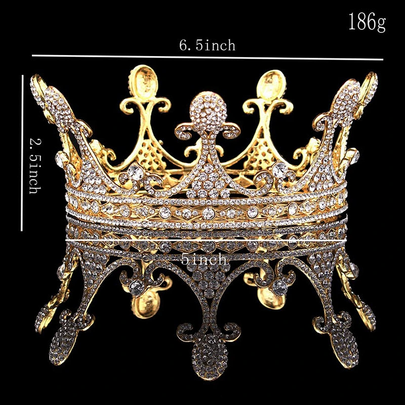 Retro Palace Style Sparkle  Rhinestone silver Baroque King Tiara  Crown