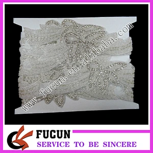 Fashion Wedding Rhinestones Applique Trimming/Bridal Sash Embroidery Designs