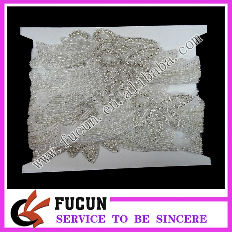 Fashion Wedding Rhinestones Applique Trimming/Bridal Sash Embroidery Designs