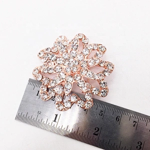 Vintage Rhinestone Rose Gold Glass Stones Crystal Brooch With Pin