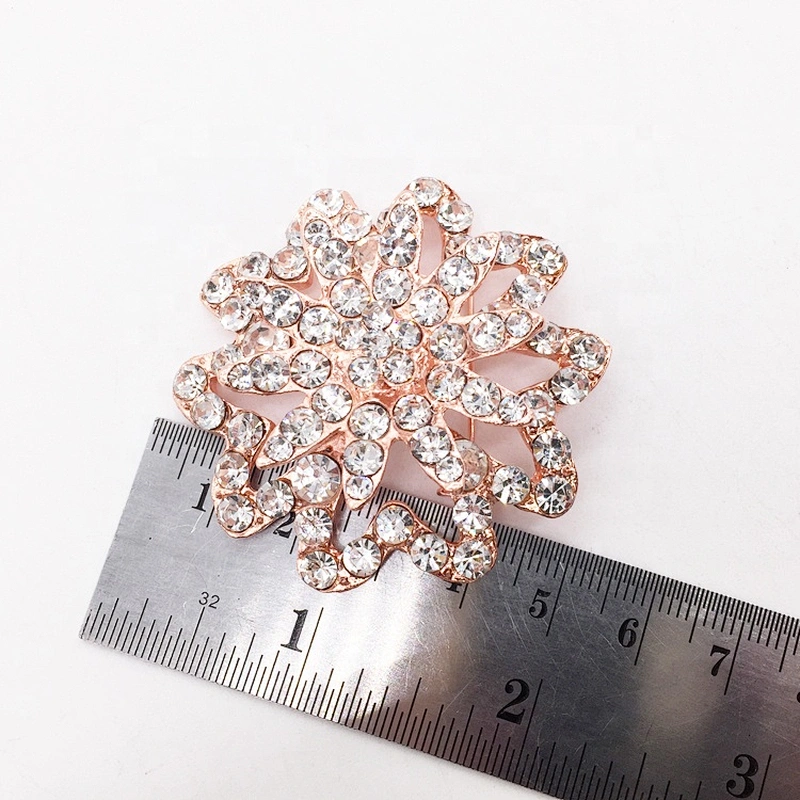 Vintage Rhinestone Rose Gold Glass Stones Crystal Brooch With Pin