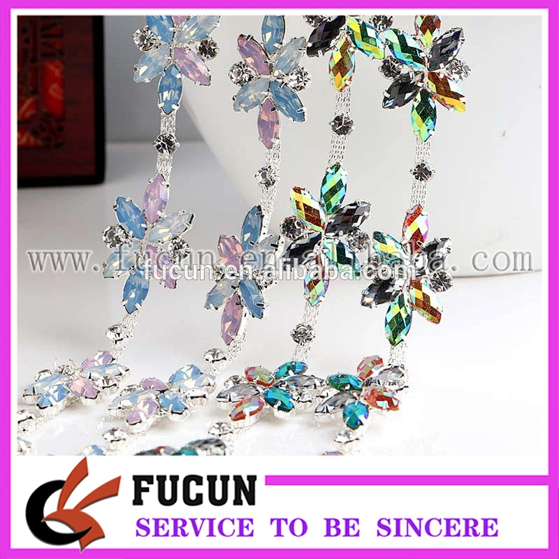 unique costume applique color AB rhinestone trims