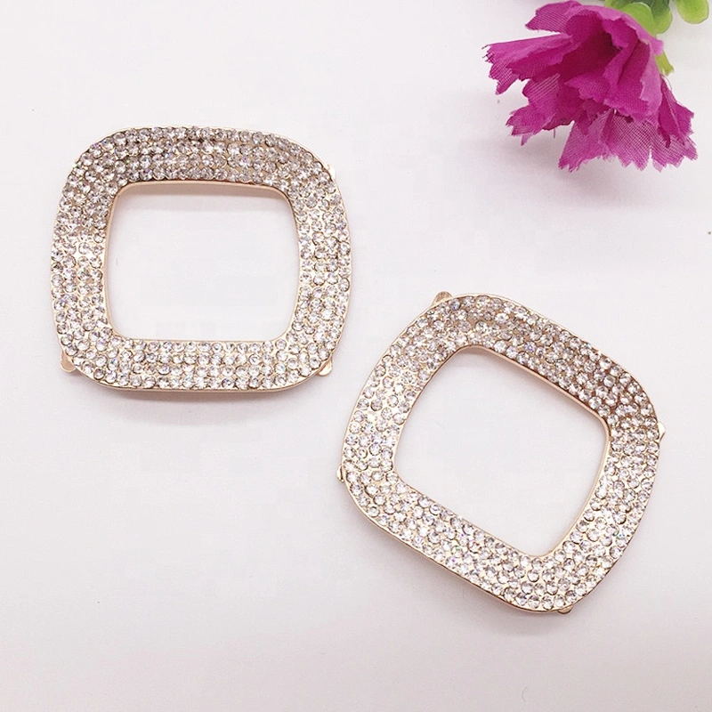Guangzhou factory wholesale rhinestone shoe accessories decoration design shoe square metal buckle