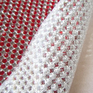 Decorative crystal rhinestone hotfix diamond aluminium mesh trimming sheet wholesale