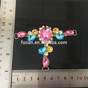 Colorful fashion rhinestone trimming chain lady sandal accessories shoes connector shoes upper buckle